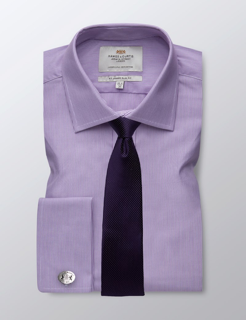 Mens Classic Fit Wrinkle Free Cotton French Cuff Herringbone Striped Dress Shirt