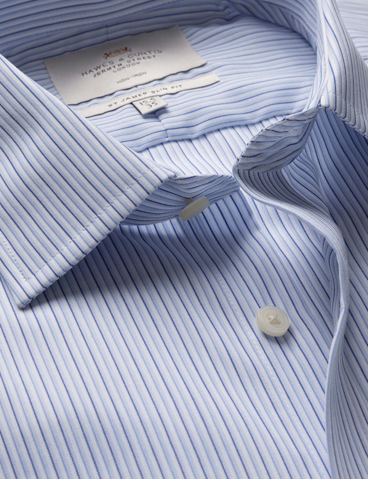 Hawes & Curtis Slim Fit Blue & Navy Stripe Non-Iron Shirt Size: 16" collar, 37" sleeve