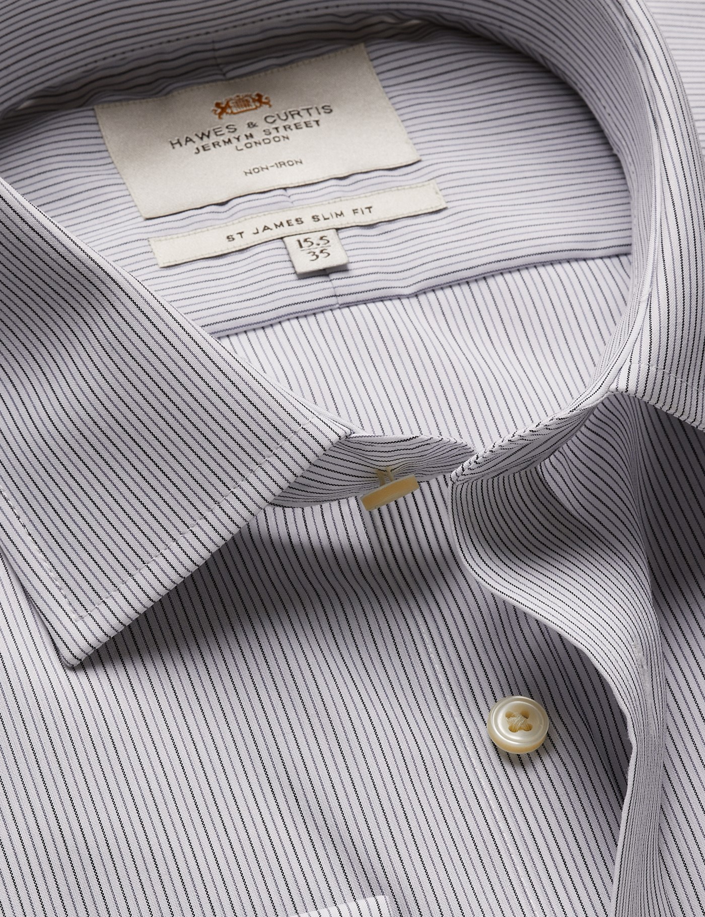 Hawes & Curtis Slim Fit Charcoal & Grey Stripe Non-Iron Shirt Size: 17" collar, 36" sleeve