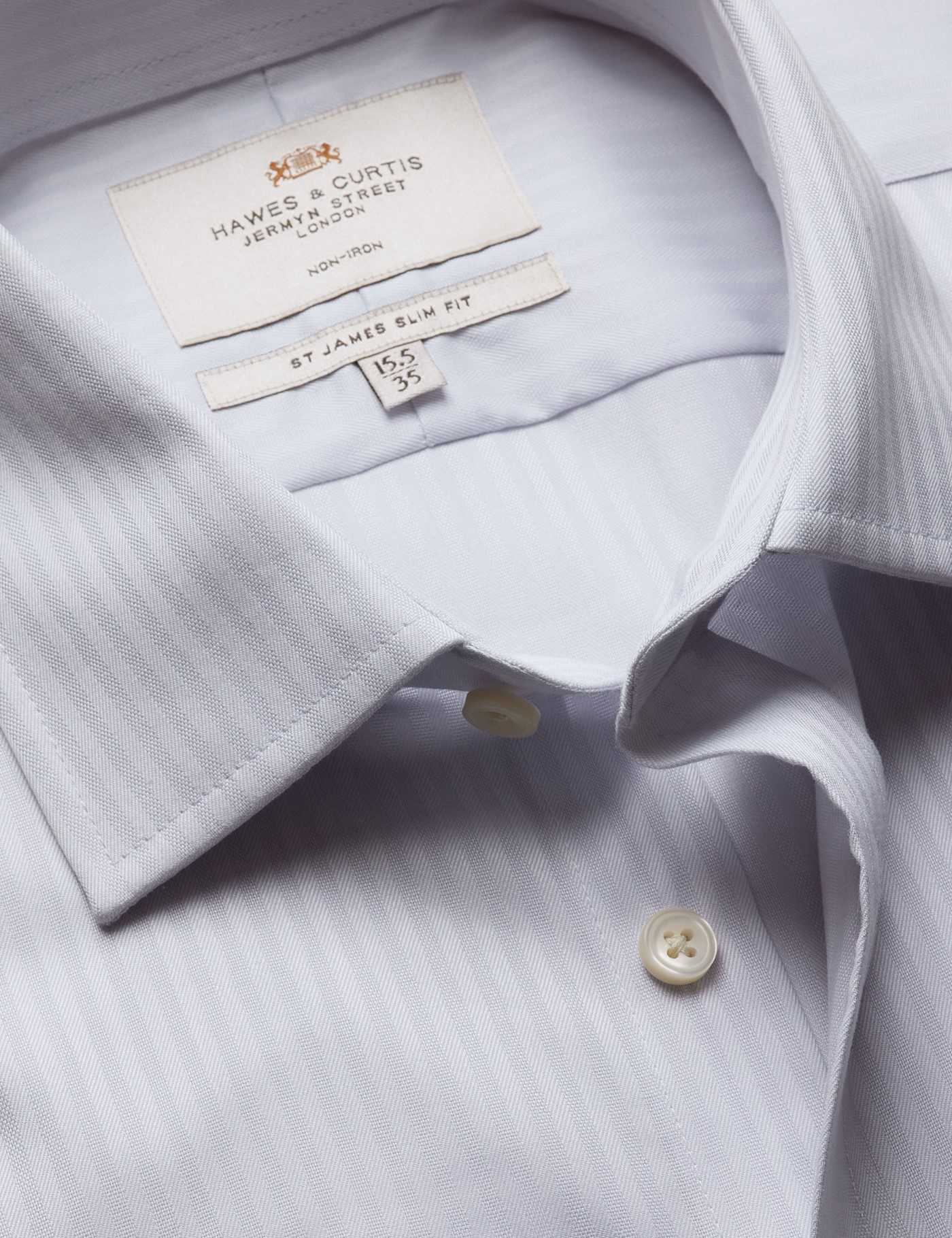 & Slim Fit Herringbone Stripe Non Iron Shirt 15.5" collar 34" sleeve
