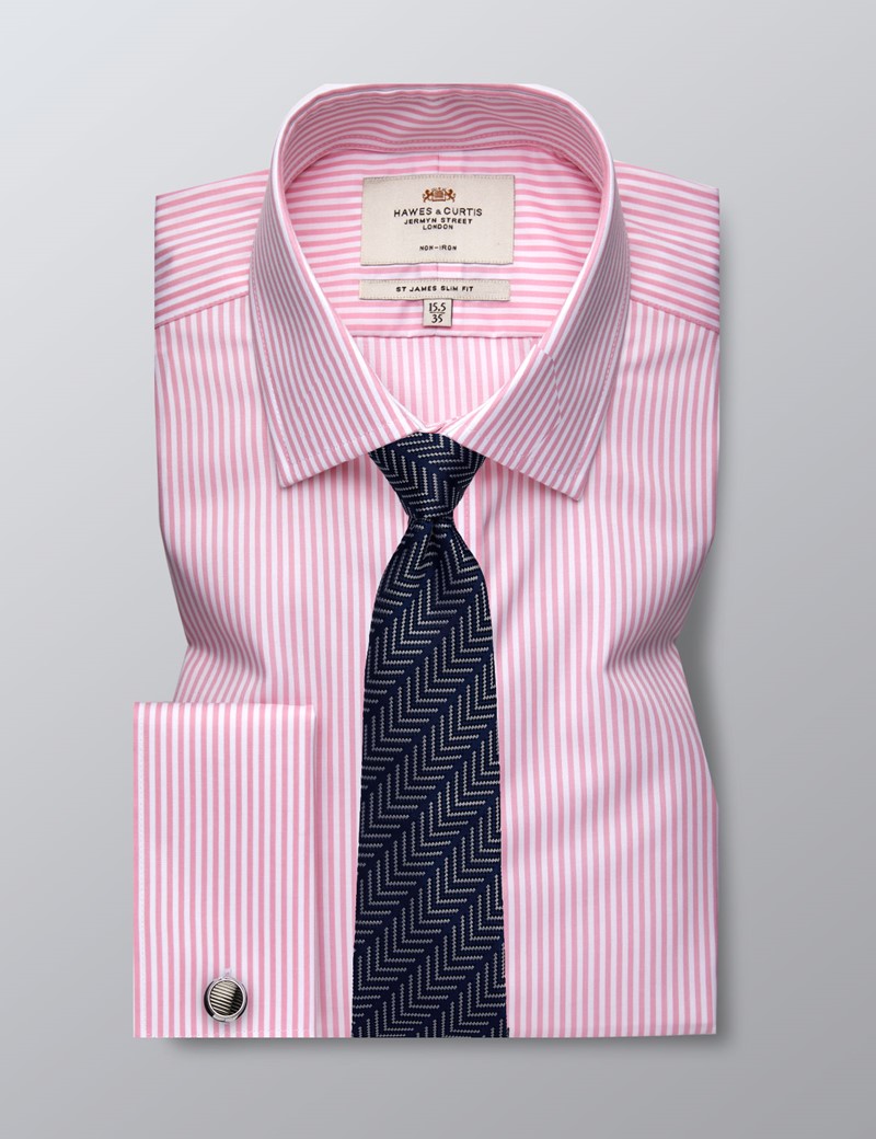 mens pink striped dress shirt