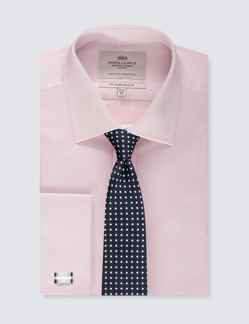 see others too Mens Pink Double Cuff With Paisley Detail Italian Slim Fit Shirt