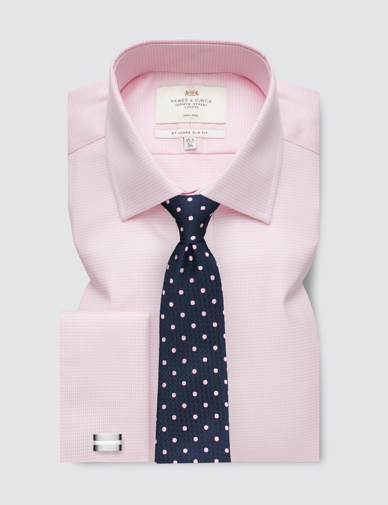 White shirt pink top tie