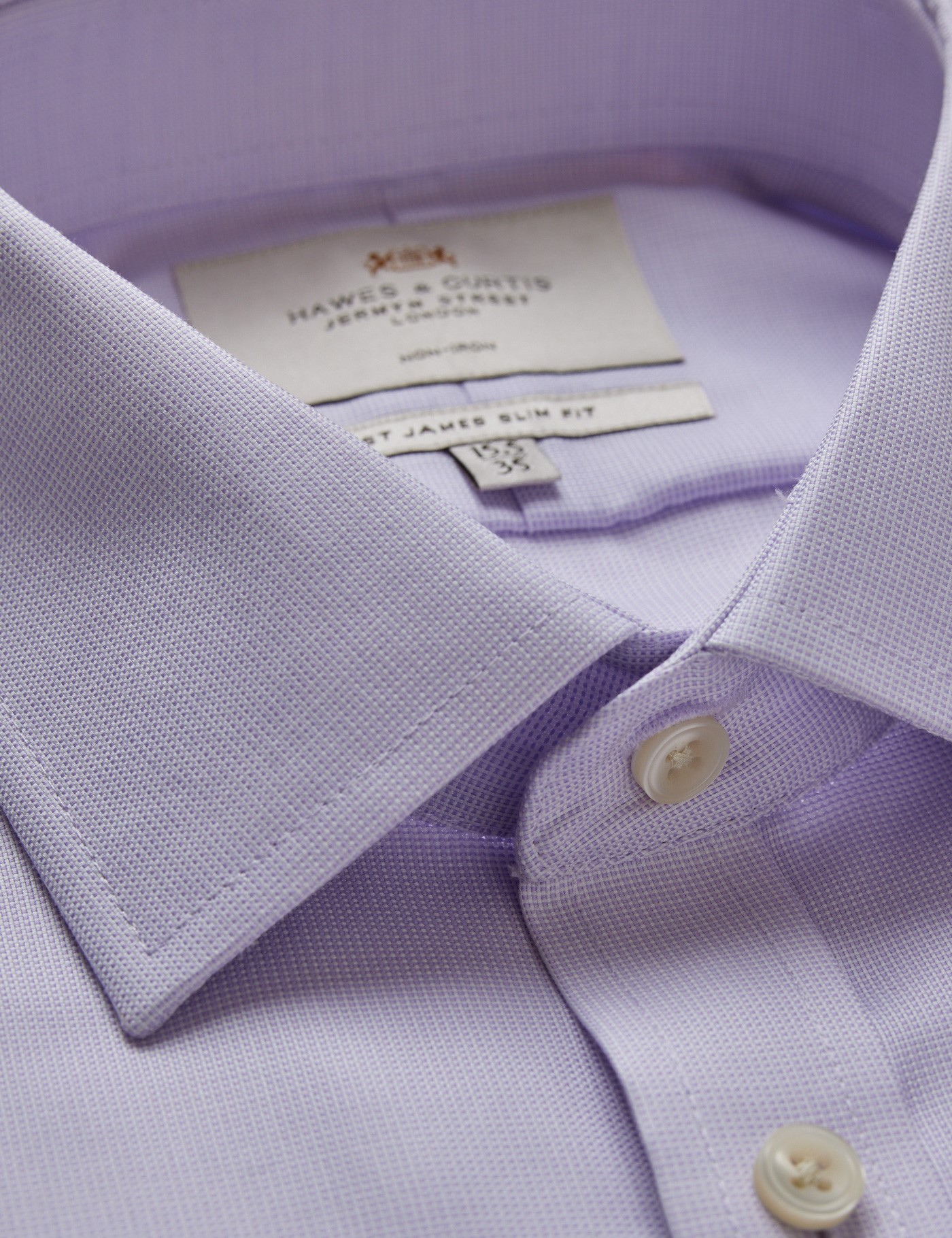 & Slim Fit Lilac & Non Iron Shirt 15.5" collar 34" sleeve