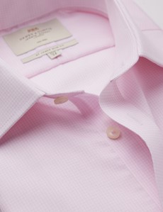 Non Iron Pink Fabric Interest Relaxed Slim Fit Shirt With Semi Cutaway Collar - Double Cuffs