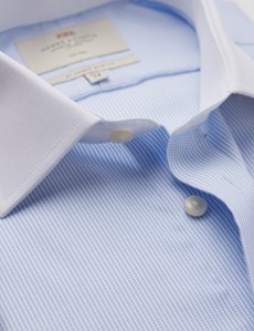 Bügelfreies Businesshemd – Slim Fit – Manschetten – blau mit Winchesterkragen