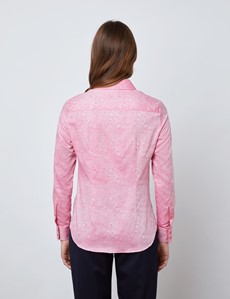 Women's Pink Dobby Paisley Semi Fitted Shirt