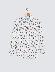 Bluse – Regular Fit – Baumwolle – weiß mit Blumenmuster