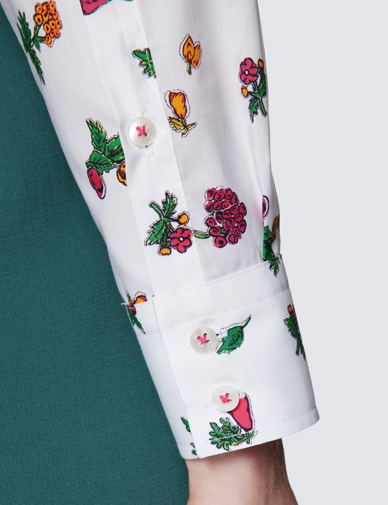 Bluse – Regular Fit – Baumwolle – weiß mit Blumenmuster