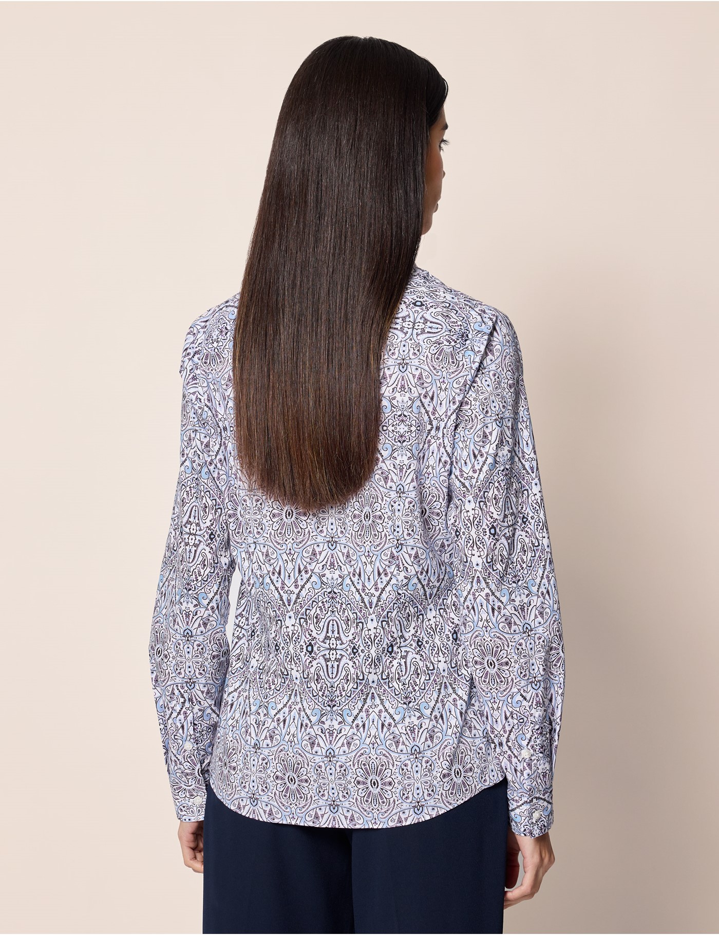 Hawes & Curtis Semi-Fitted White & Purple Paisley Shirt Size: 8 image 4