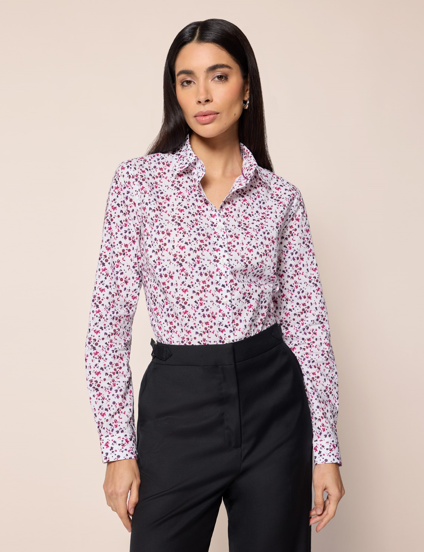 & Semi Fitted & Wine Floral Shirt