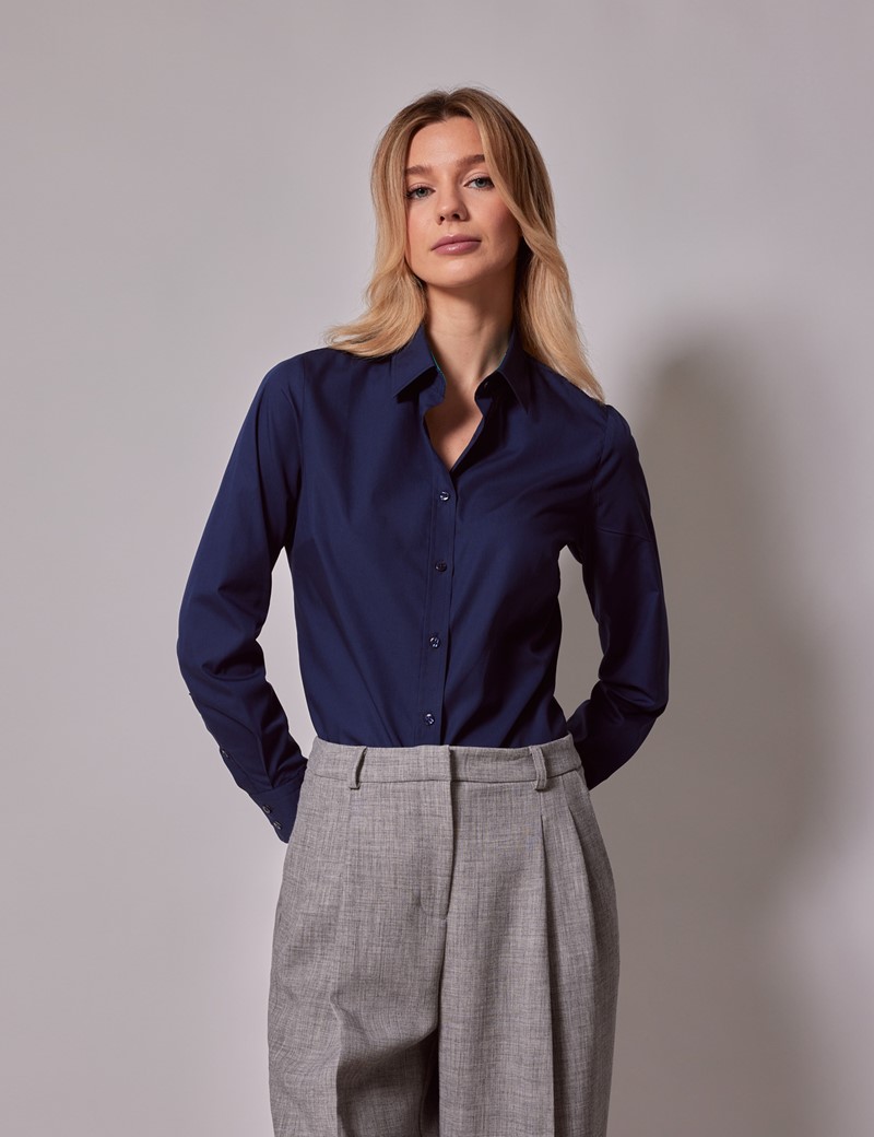 Navy Semi-Fitted Shirt - Contrast Detail