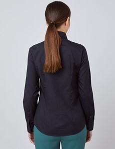 Women's Black Semi Fitted Cotton Shirt - Single Cuff