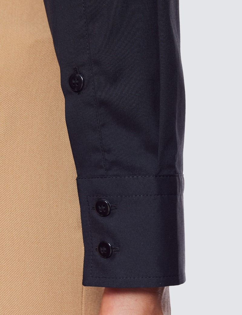 Bluse – Regular Fit – Baumwolle – Popeline schwarz