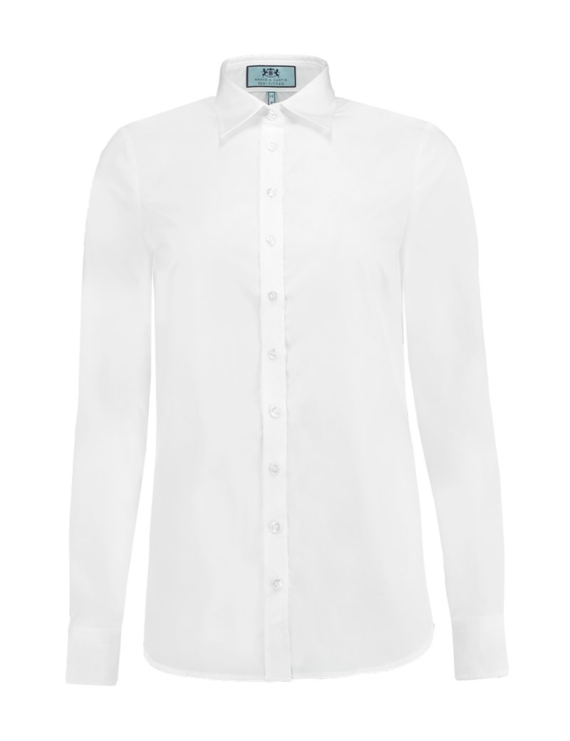 Women's White Poplin Semi-Fitted Shirt - Single Cuff