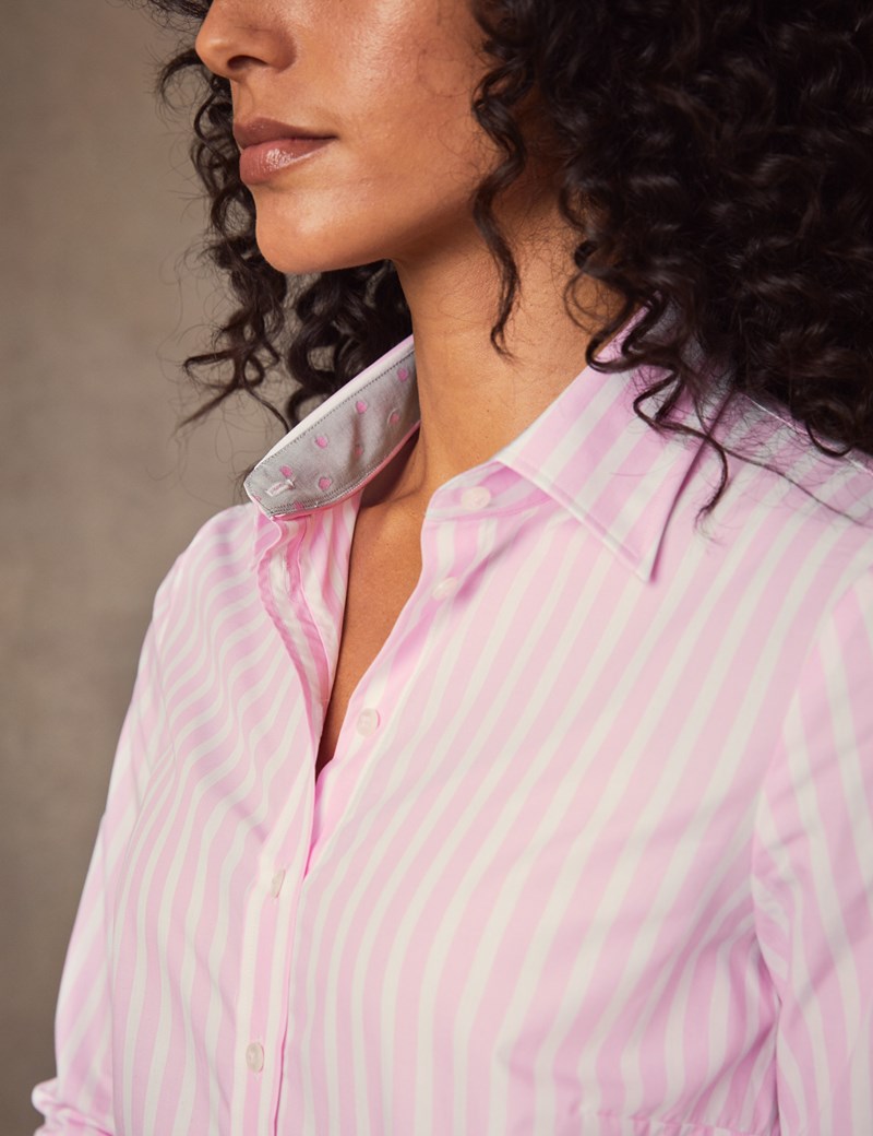 pink white stripe shirt