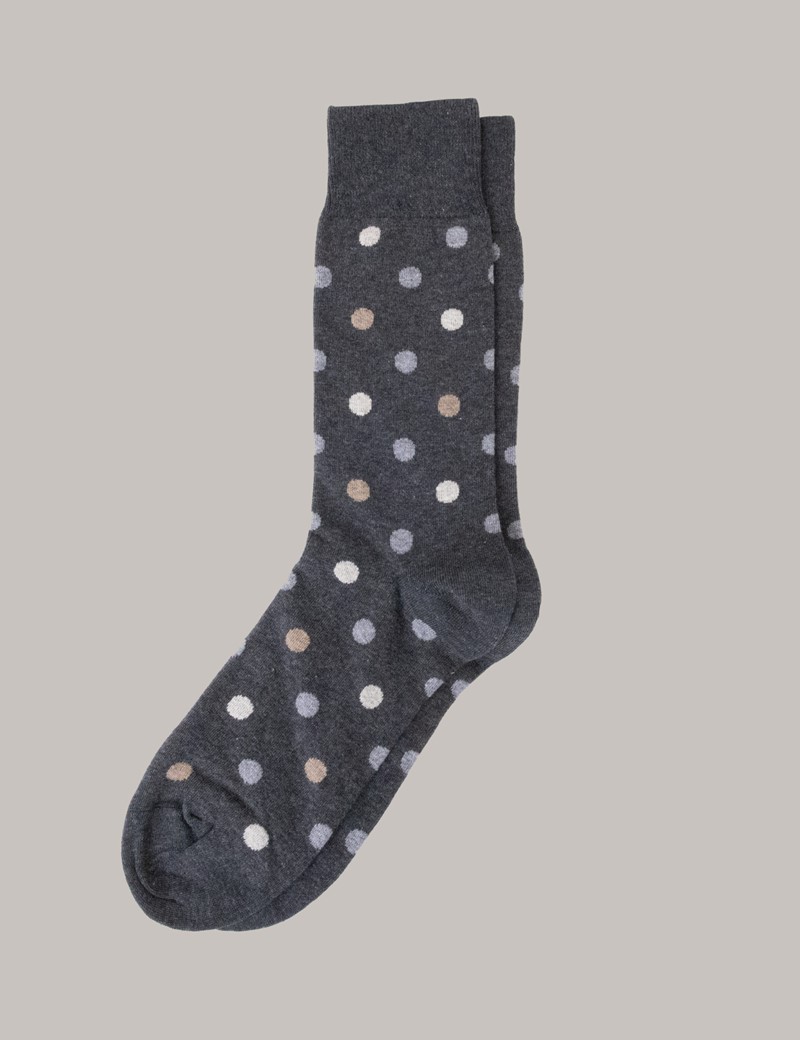 Men's Grey Spot Cotton Socks