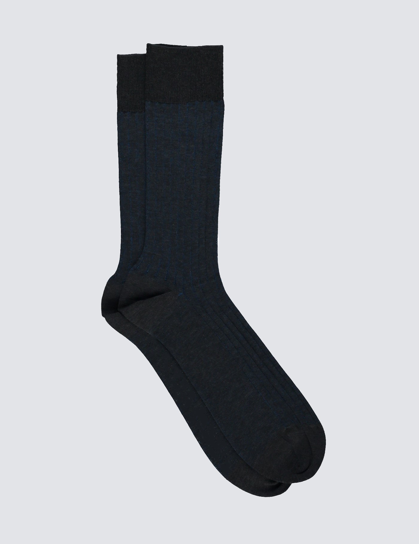 Cotton Rich Ribbed Socks in Grey | Hawes & Curtis