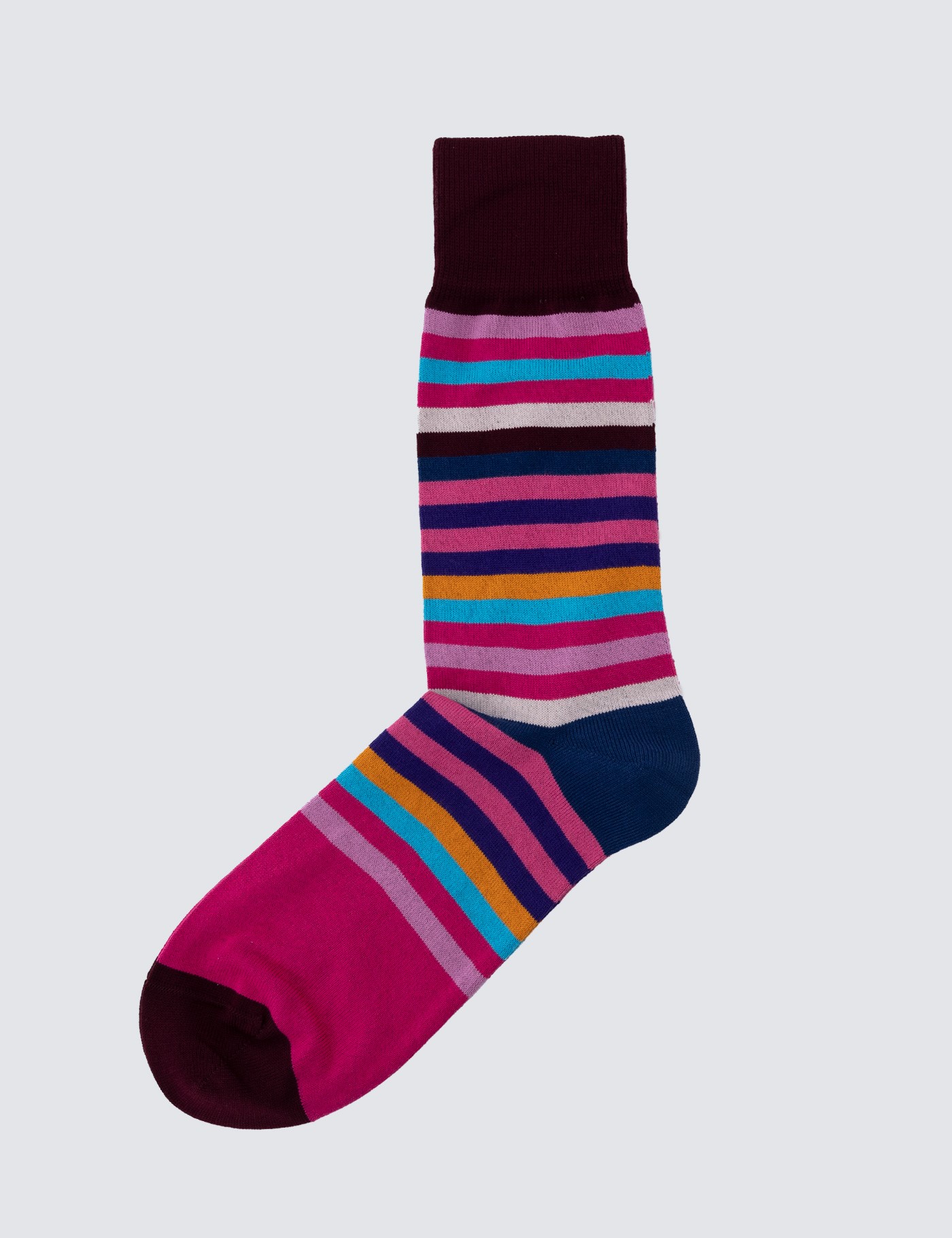 Pink Multi Stripe Print Cotton Socks | Hawes & Curtis