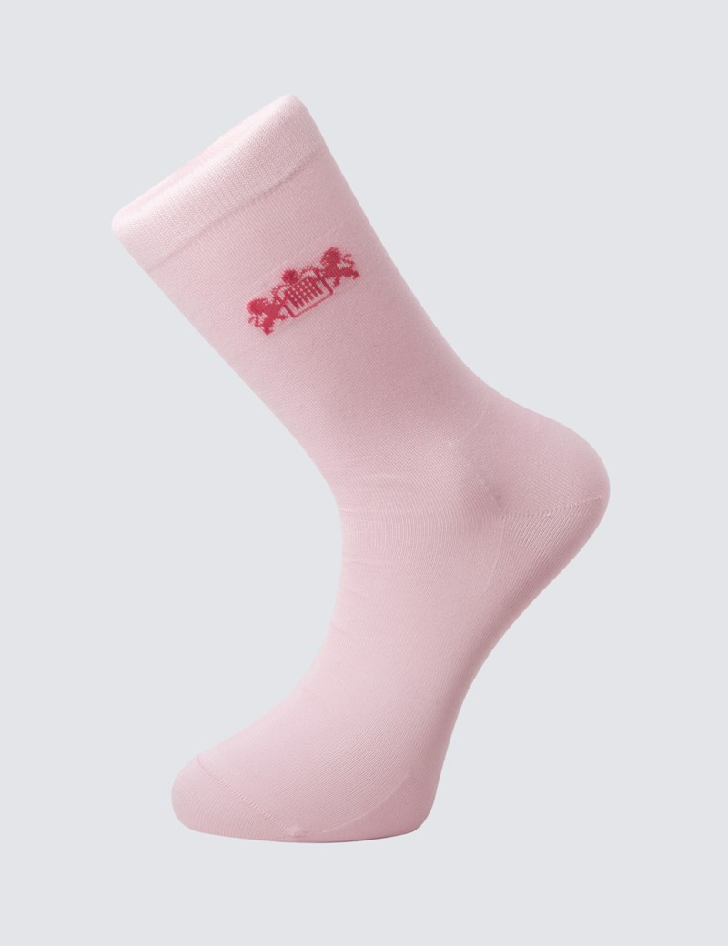 Men's H&C Plain Light Pink Cotton Rich Socks Hawes & Curtis