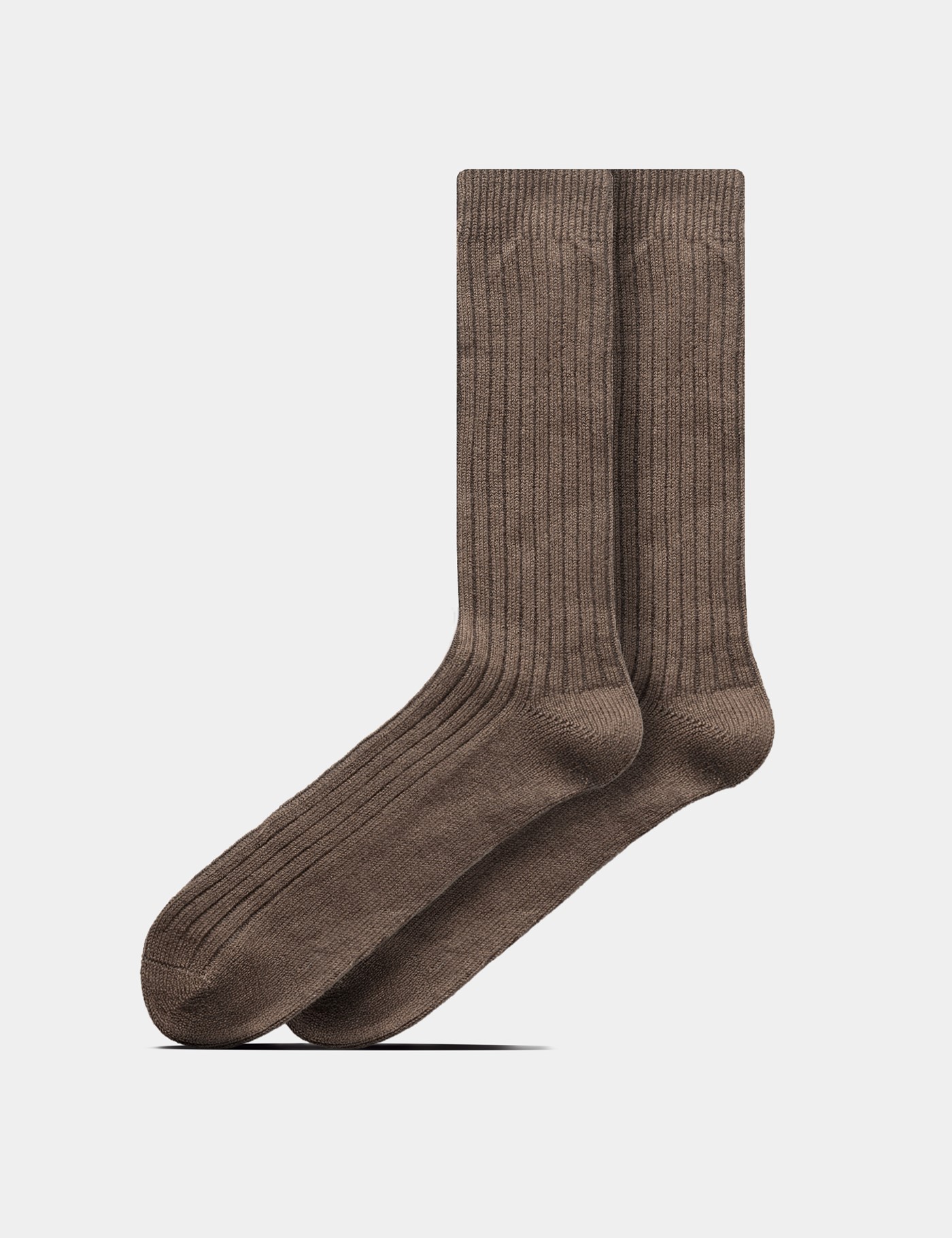 Hawes & Curtis Taupe Ribbed 1913 Socks Size: Medium