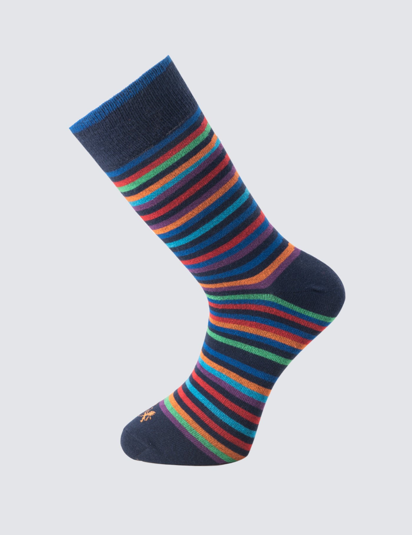 Men's Blue & Red Striped Cotton Rich Socks | Hawes and Curtis