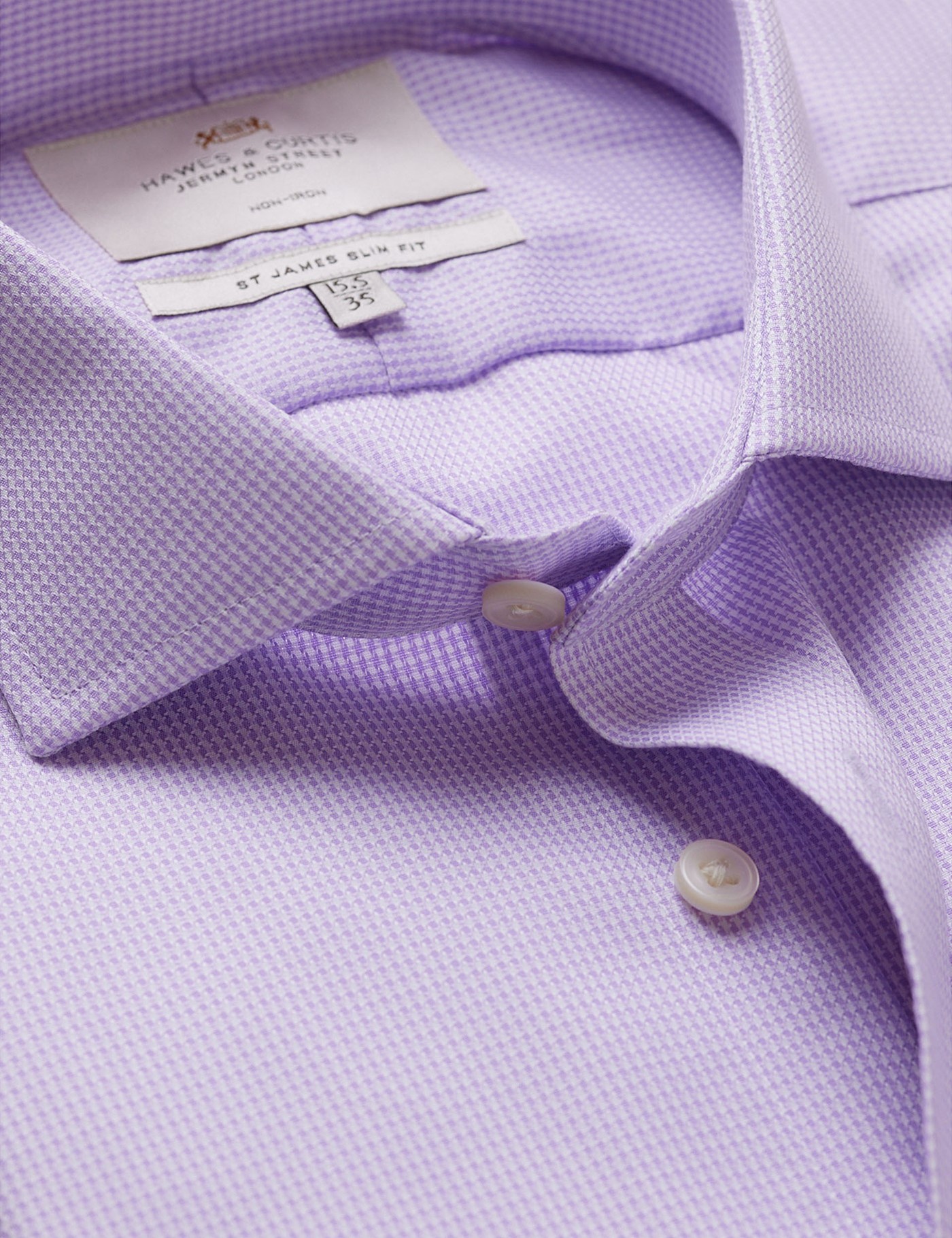 & Slim Fit Lilac & Dogtooth Non Iron Shirt 16.5" collar 37" sleeve