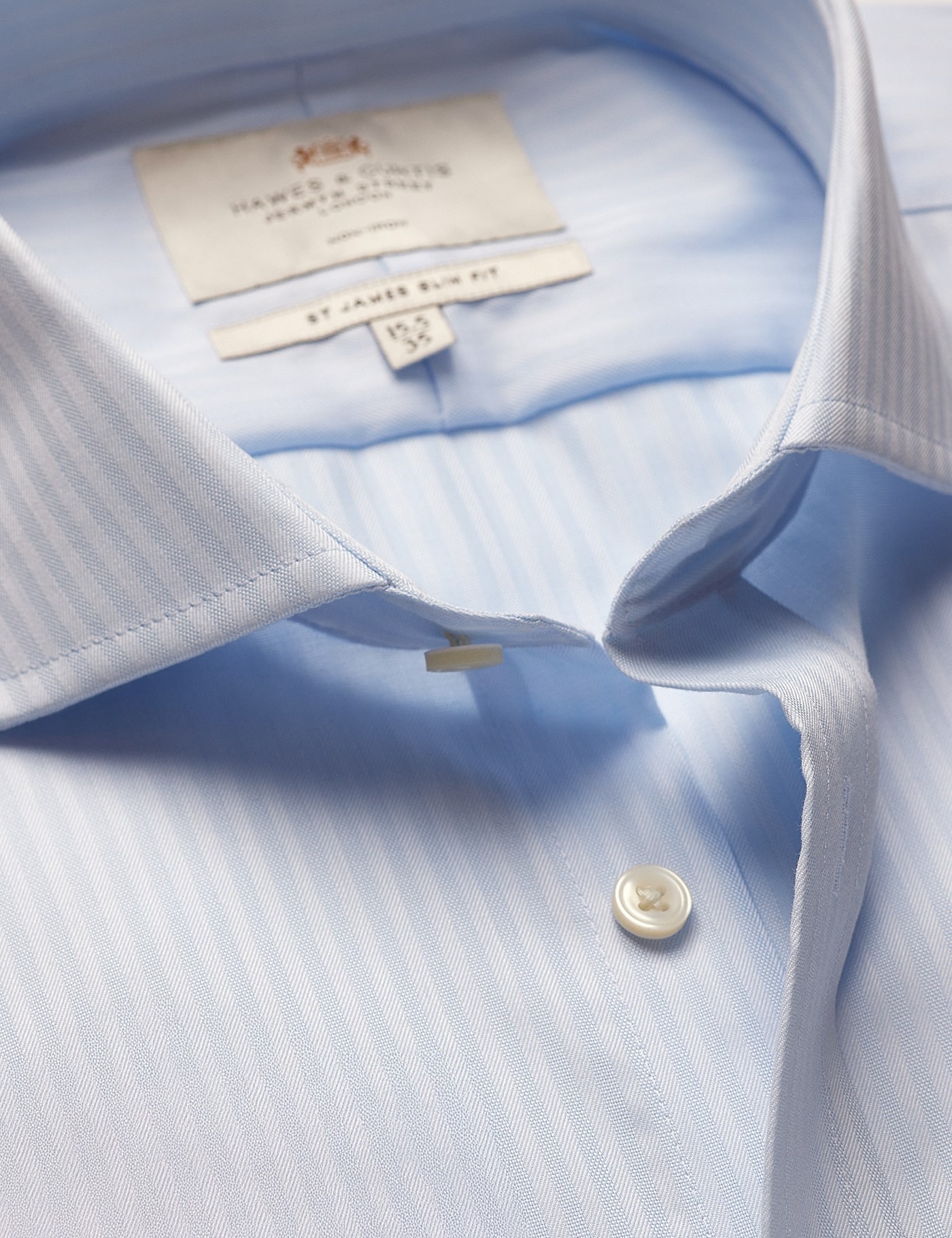 & Slim Fit Herringbone Stripe Non Iron Shirt 17.5" collar 37" sleeve
