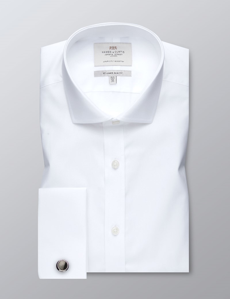 white slim fit cufflink shirt