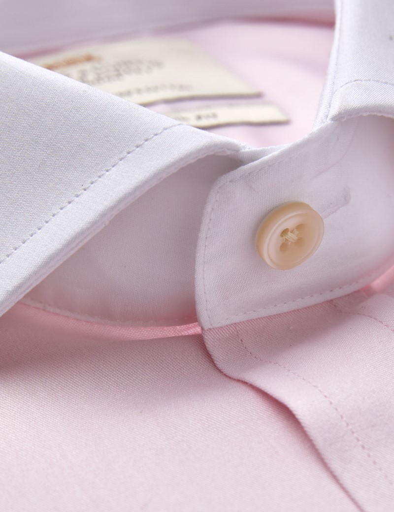 Men's Business Pink Fine Twill Slim Fit Shirt - Double Cuff - Windsor Collar - Easy Iron