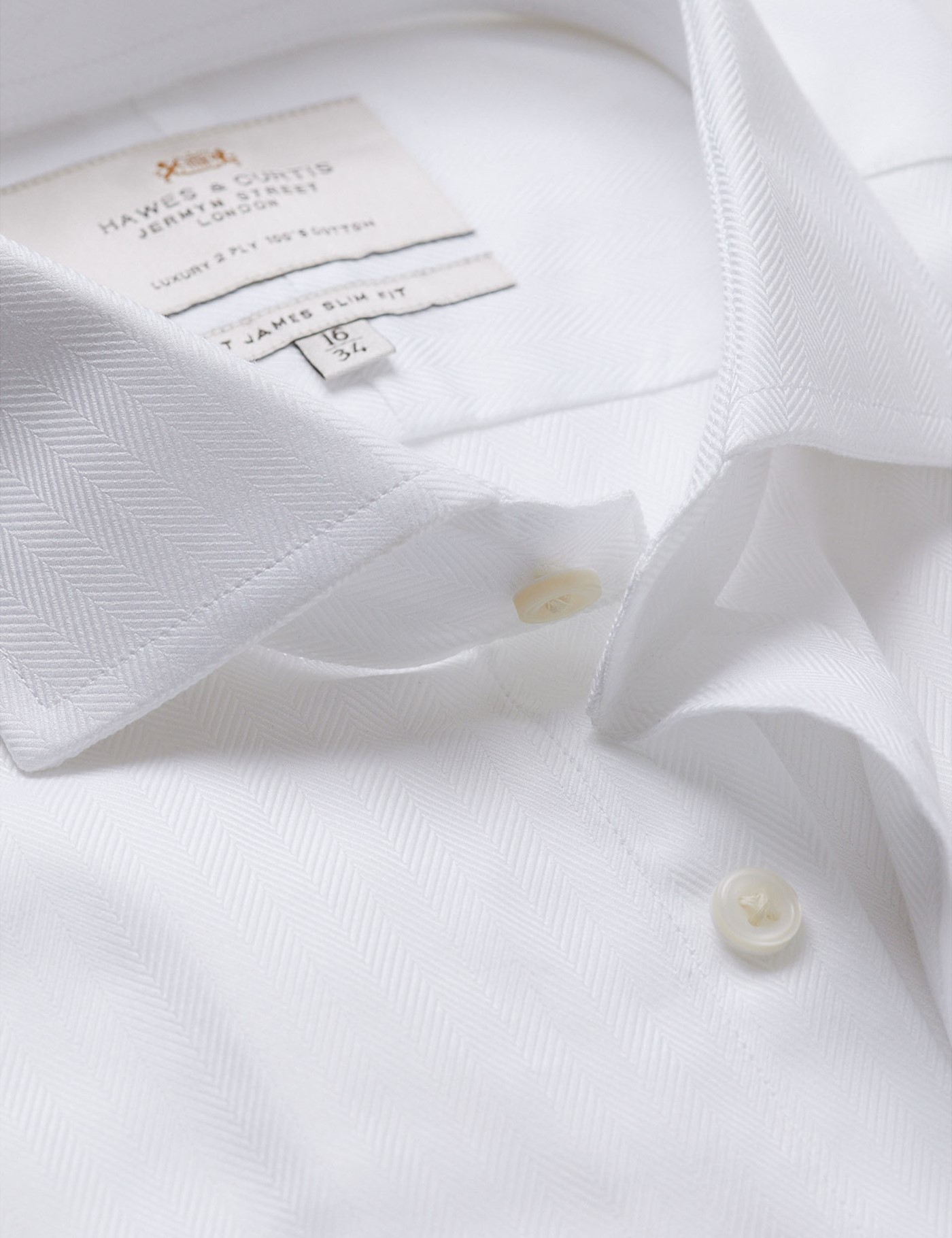 & Slim Fit Herringbone Shirt 18" collar 38" sleeve