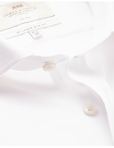 Non Iron White Twill Slim Fit Shirt With Windsor Collar - French Cuffs 