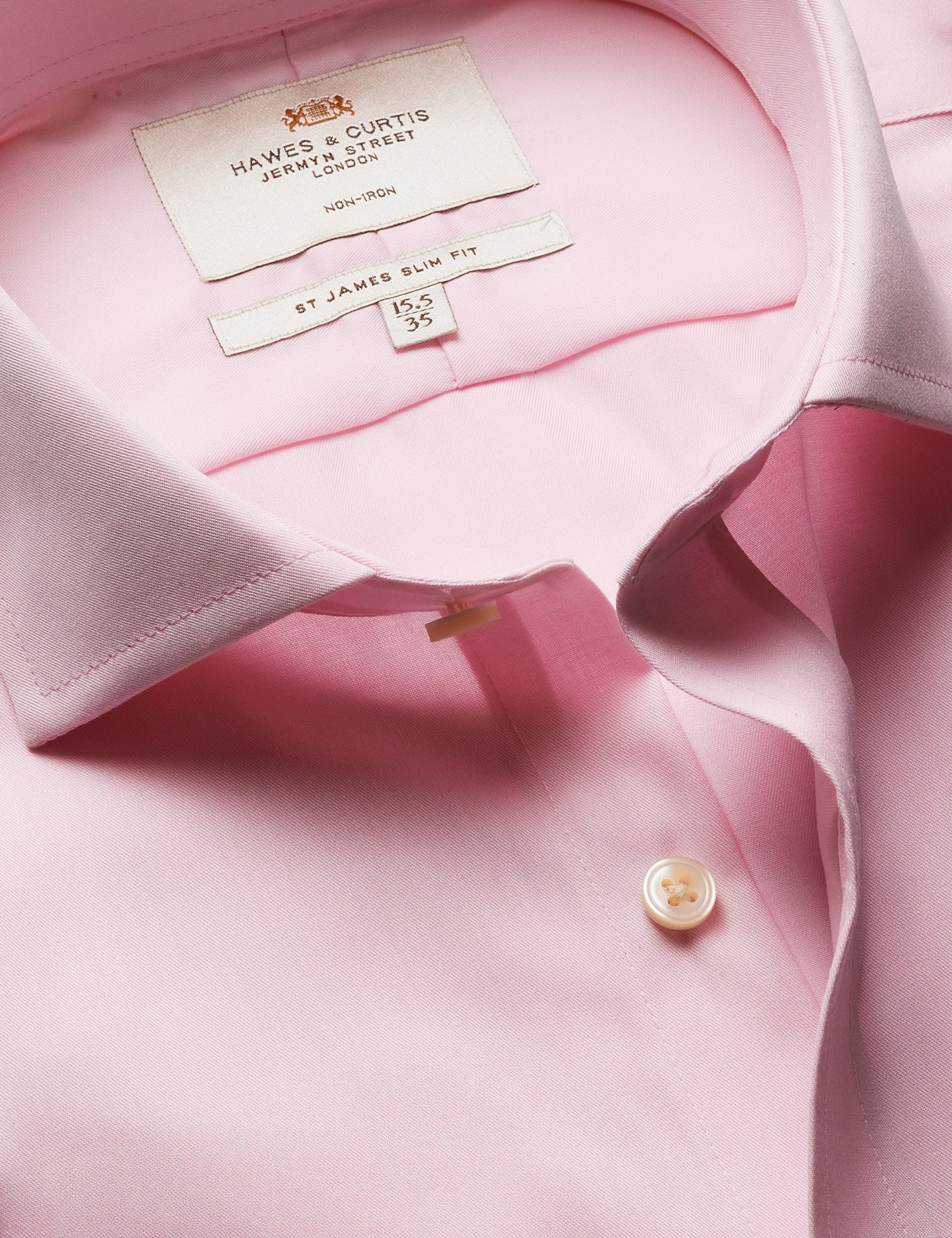 Hawes & Curtis Slim Fit Pink Twill Non-Iron Shirt Size: 15.5" collar, 34" sleeve