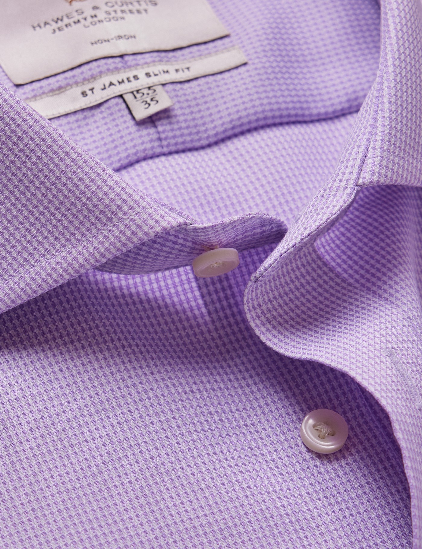 & Slim Lilac & Dogtooth Non Iron Shirt 15.5" collar 34" sleeve
