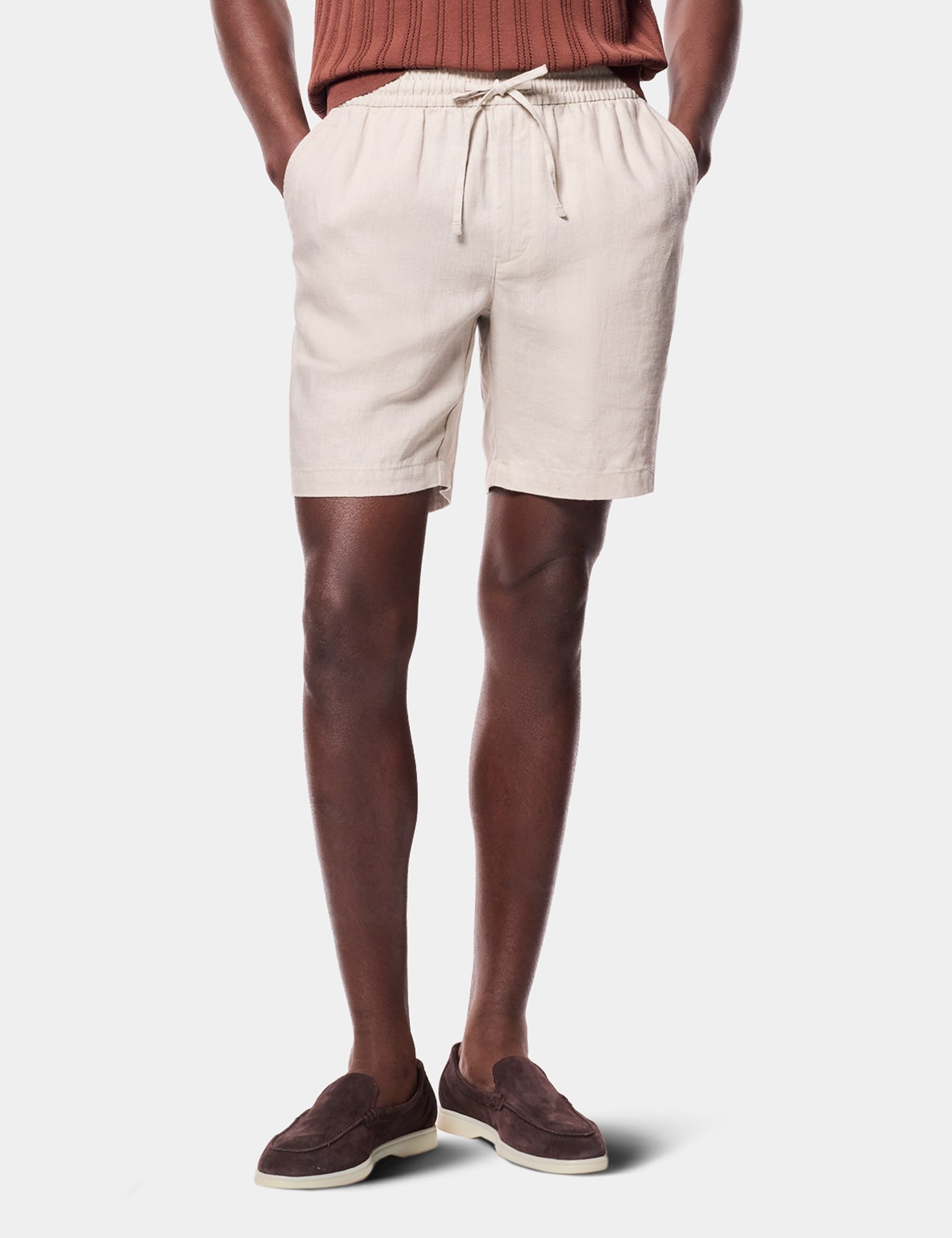 Hawes & Curtis Stone Linen Drawstring Shorts | Machine Washable Size: 40" (EU 56)