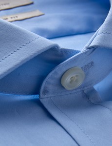 Men's Formal Blue Poplin Slim Fit Shirt - Windsor Collar - Single Cuff
