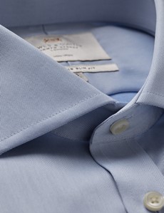 Men's Non Iron Blue Twill Slim Fit Shirt - Windsor Collar