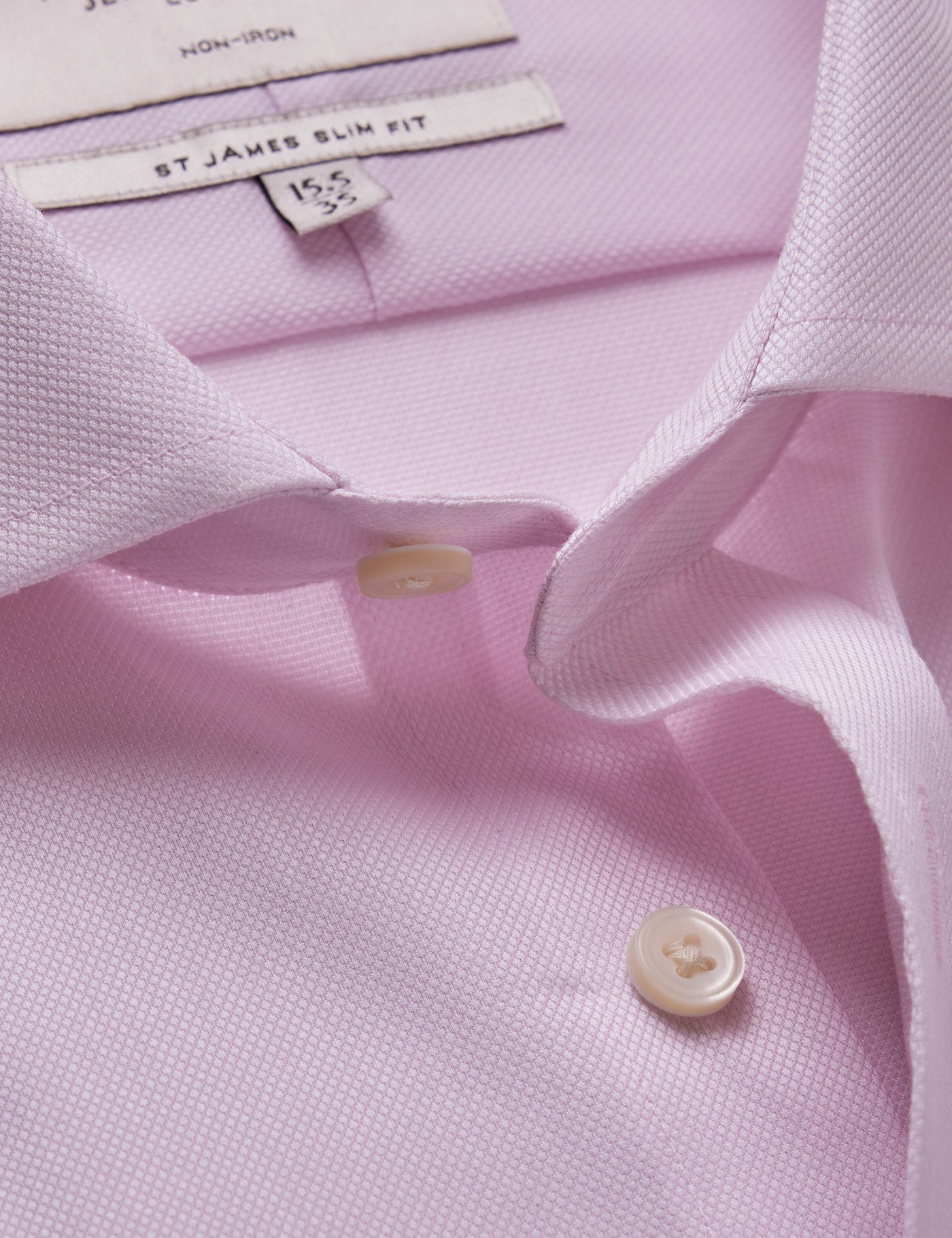 & Slim Fit Pique Non Iron Shirt 15.5" collar 34" sleeve