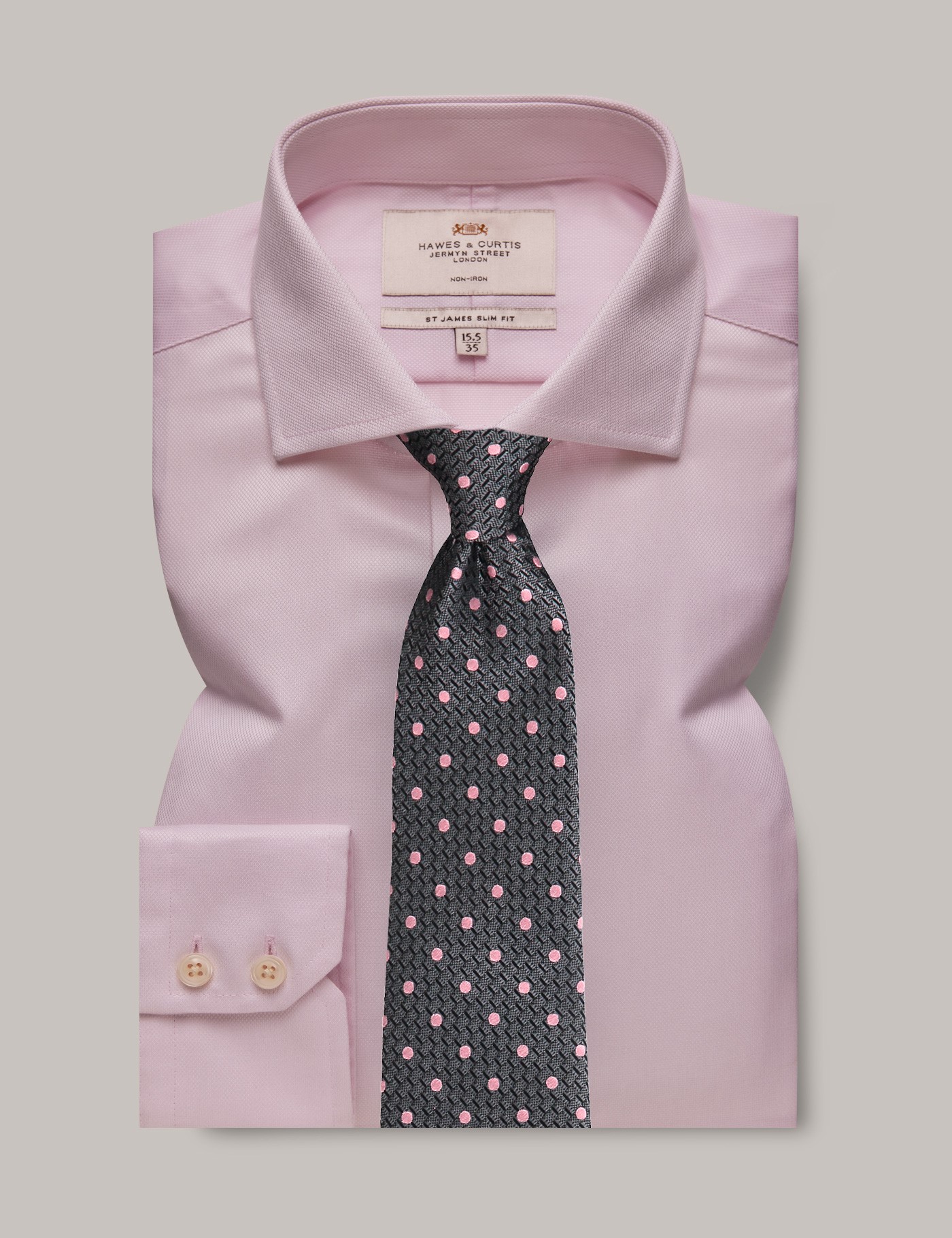 Non Iron Pink Pique Tailored Fit Short Sleeve Shirt – Chest Pocket