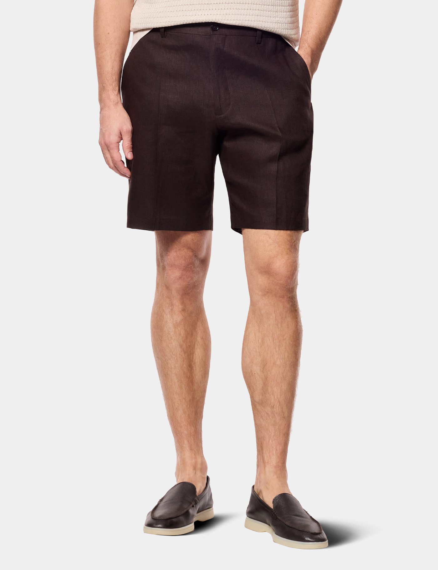 Hawes & Curtis Chocolate Brown Linen Shorts Size: 30" (EU 46)