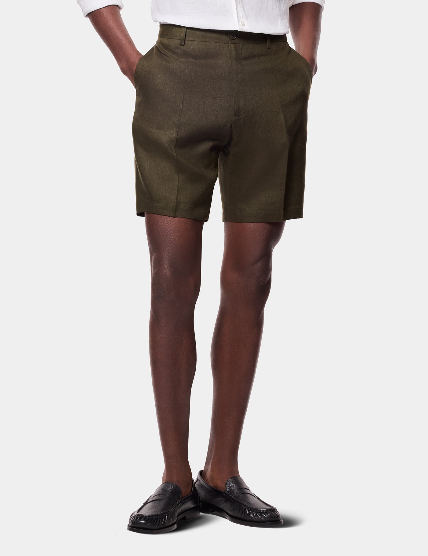 Hawes & Curtis Dark Green Linen Shorts Size: 38" (EU 54)