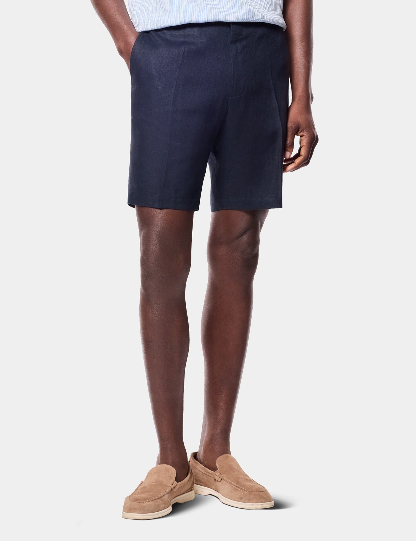 Hawes & Curtis Navy Linen Shorts Size: 40" (EU 56)