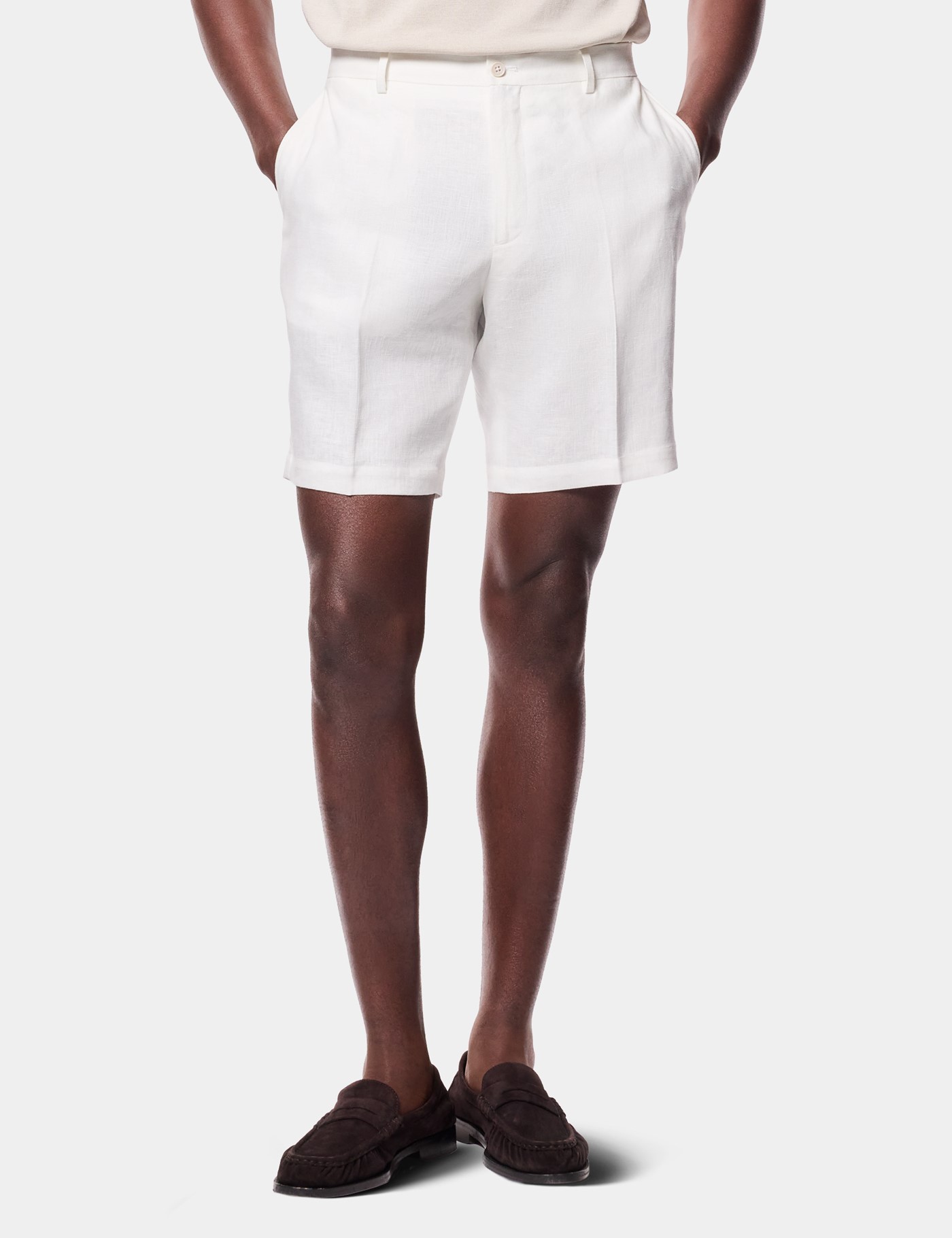 Hawes & Curtis White Linen Shorts Size: 38" (EU 54)