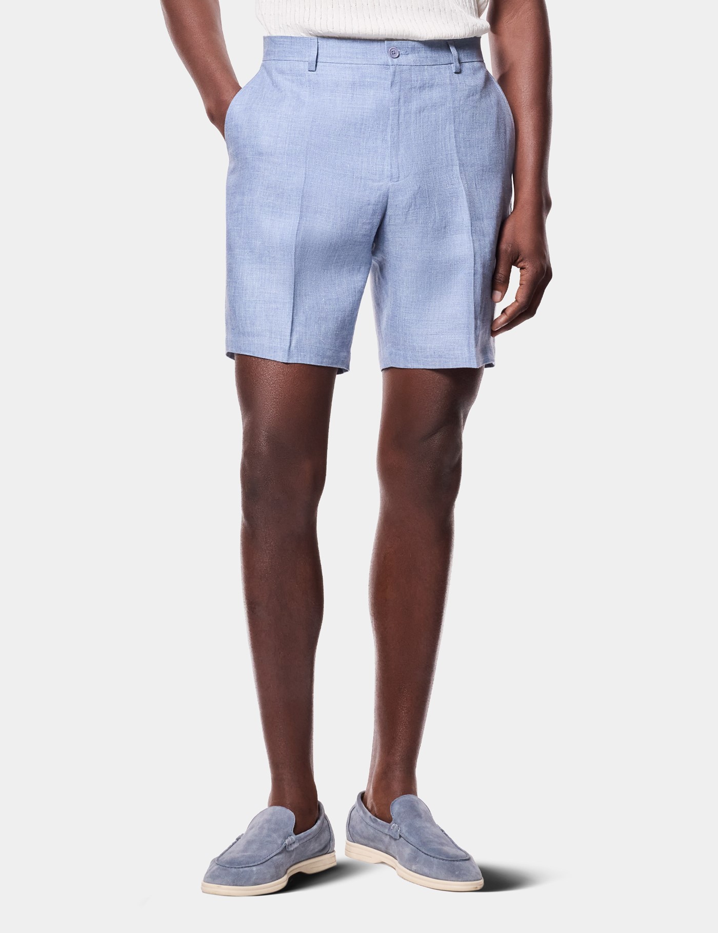Hawes & Curtis Blue Linen Shorts Size: 36" (EU 52)