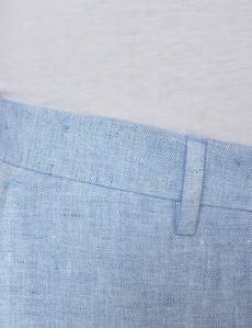 Men's Light Blue Herringbone Italian Linen Shorts – 1913 Collection