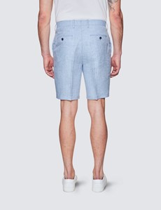 Men's Light Blue Herringbone Italian Linen Shorts – 1913 Collection