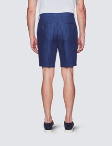 Men's Royal Blue Herringbone Italian Linen Shorts – 1913 Collection
