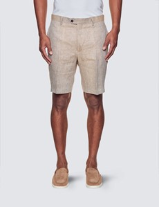 Men's Beige Herringbone Italian Linen Shorts – 1913 Collection