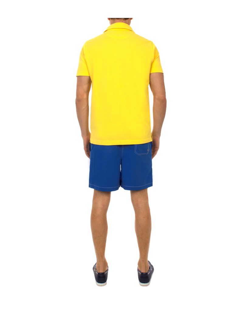 Plain Blue Garment Dye Swim Shorts