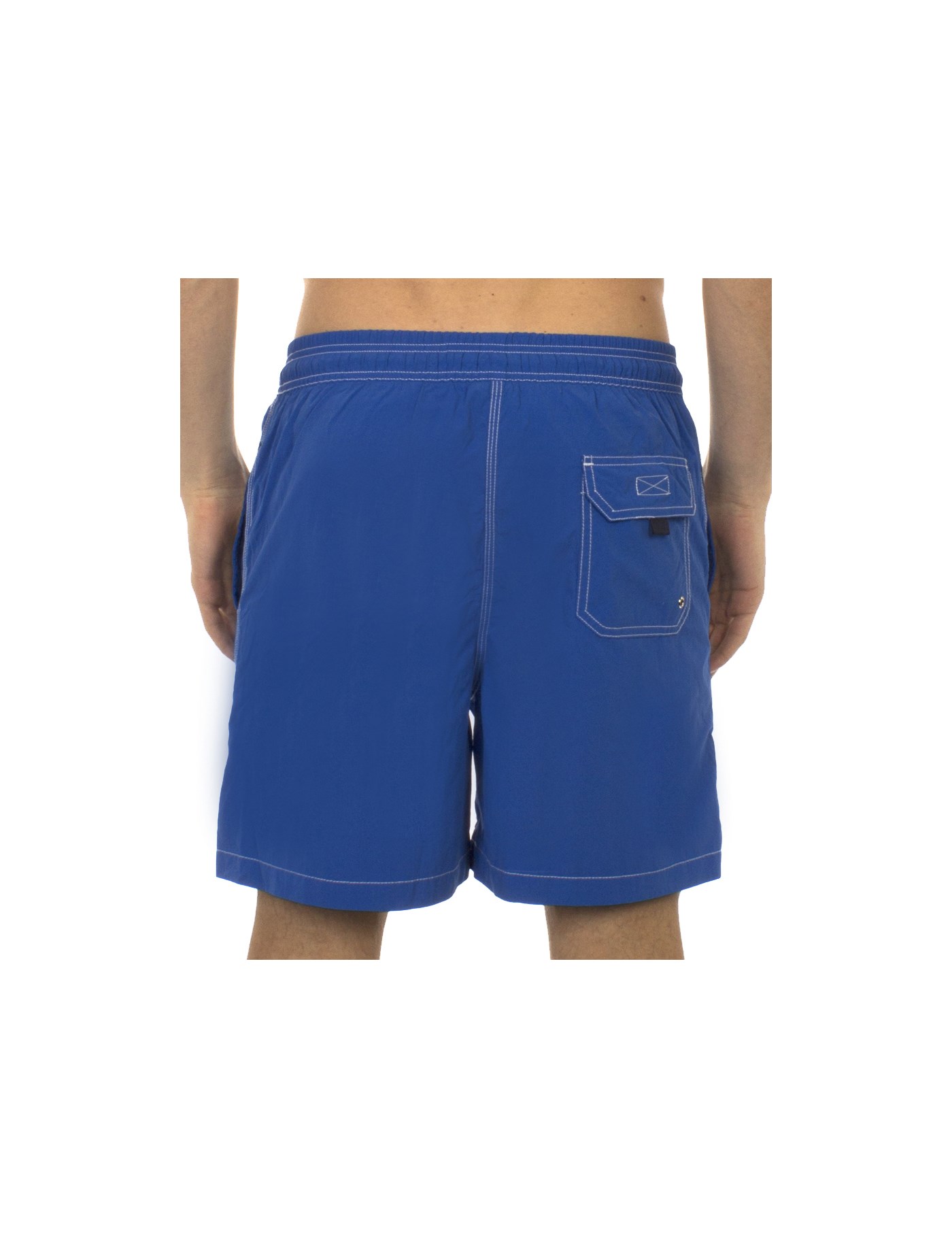 Men's Blue Garment Dye Swim Shorts | Hawes & Curtis